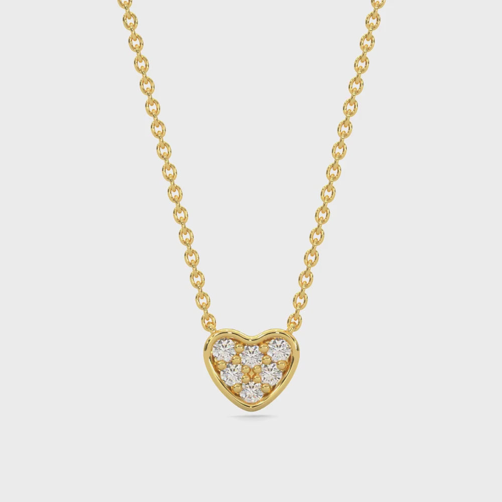 14k Gold Diamond Mini Heart-Shaped Necklace  Video
