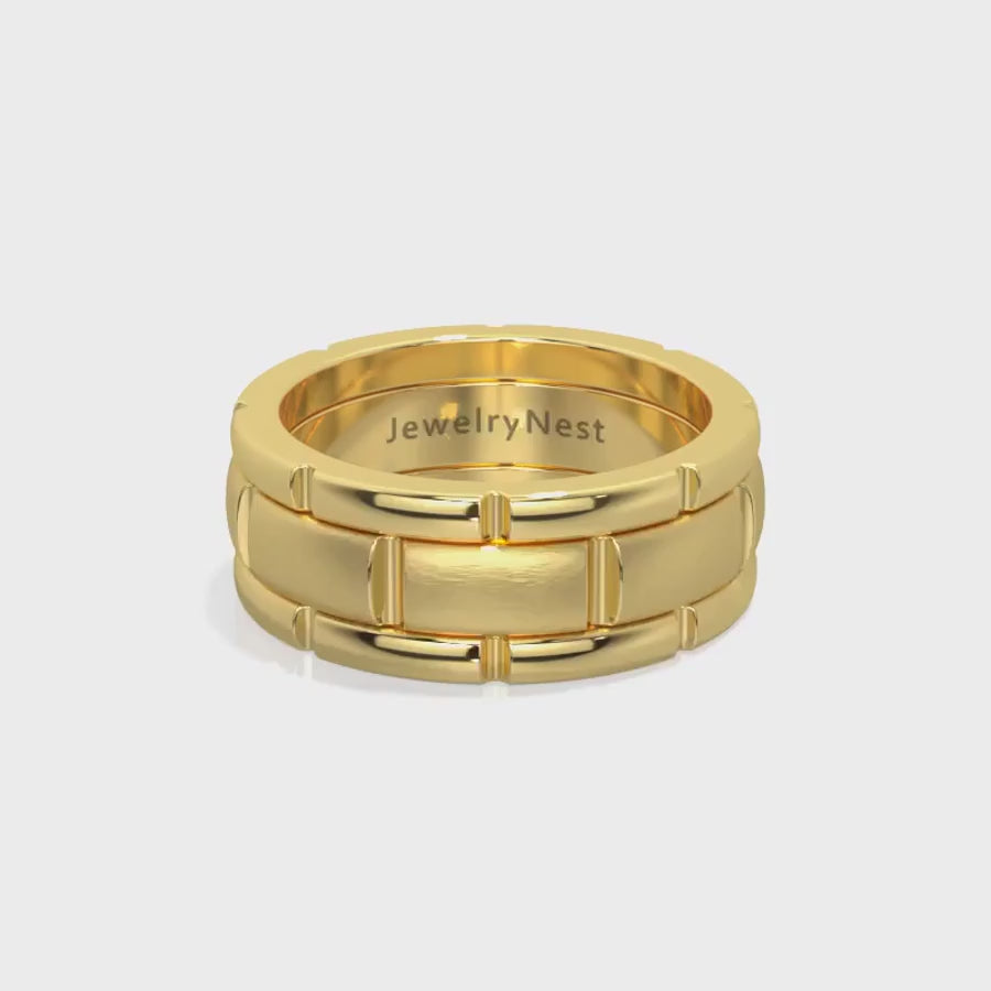 14k Yellow gold Unique Wedding Band Comfort-Fit Band Video