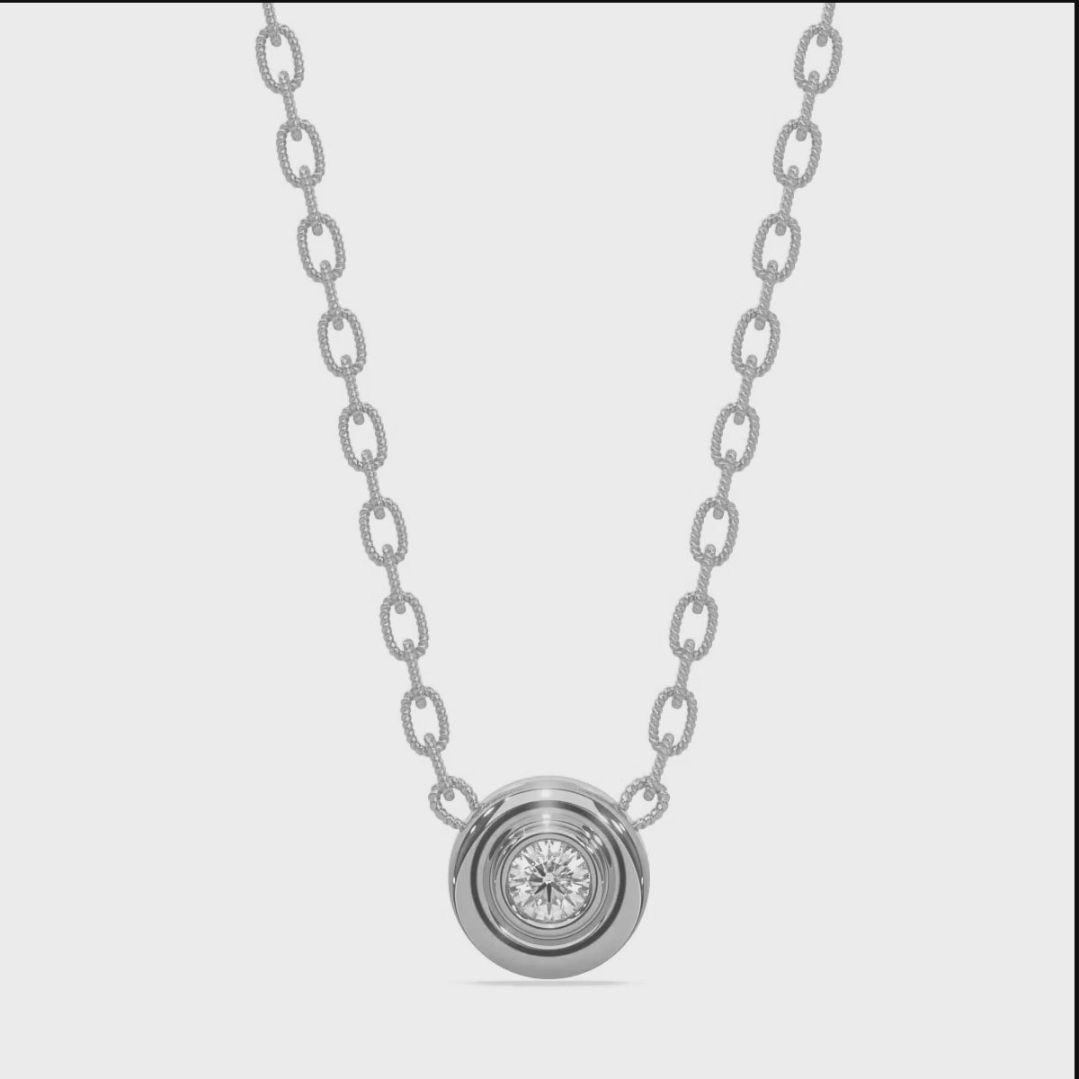 14k Gold Diamond Donut Bezel Solitaire Necklace Video