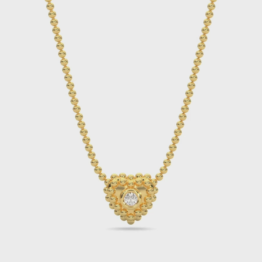 14k Gold Heart-shaped Caviar Diamond Necklace Video