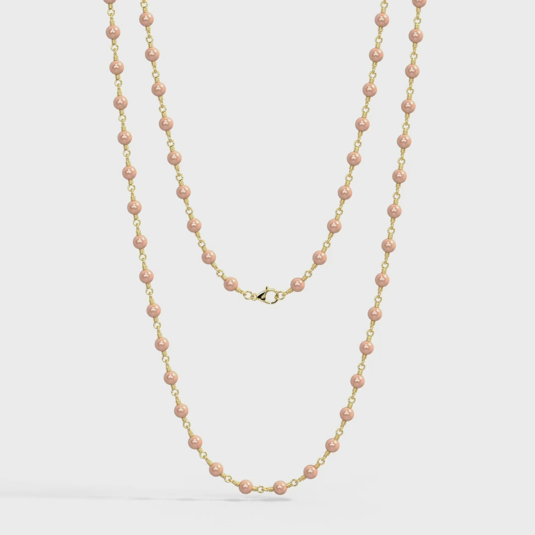 14k Gold Pink Cultured Freshwater Pearl Twisted Necklace Video