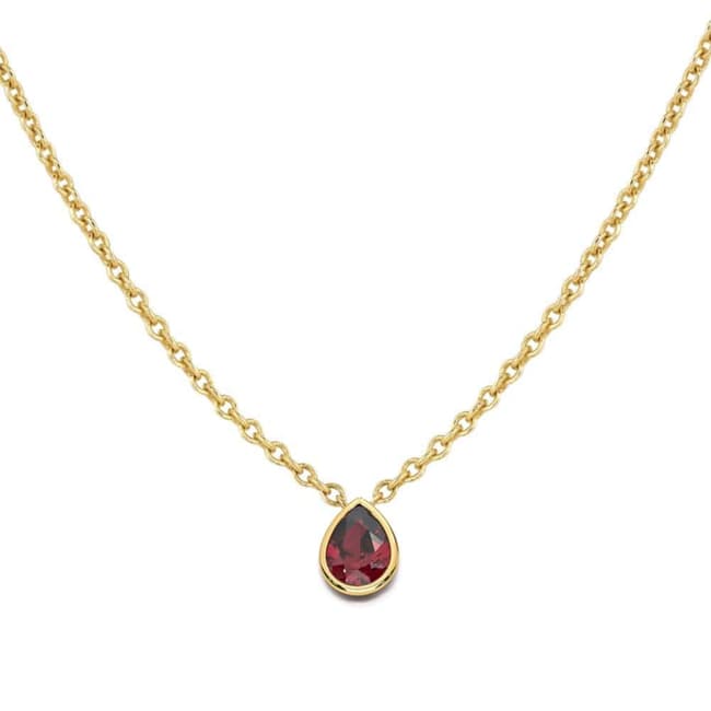 14k Gold Pear - Shape Rhodolite Garnet Solitaire Necklace (1.0.ct.tw) - JewelryNest