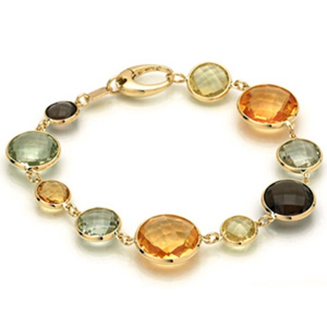 14k Solid Gold Multi Gemstone Bracelet (22.5.cts.tw) - JewelryNest