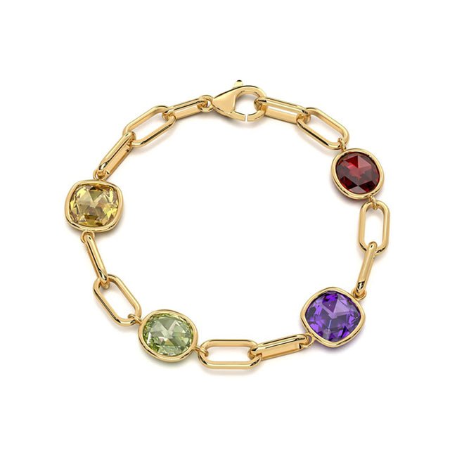 14k Solid Gold Multi - Gemstones Bracelet (15.80.cts.tw) - JewelryNest