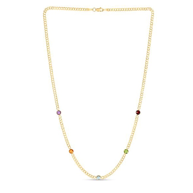14K Multi Round Rose - Cut Gemstone Stationary Necklace (2.0 cts.tw) - JewelryNest