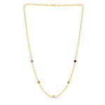 14K Multi Round Rose - Cut Gemstone Stationary Necklace (2.0 cts.tw) - JewelryNest