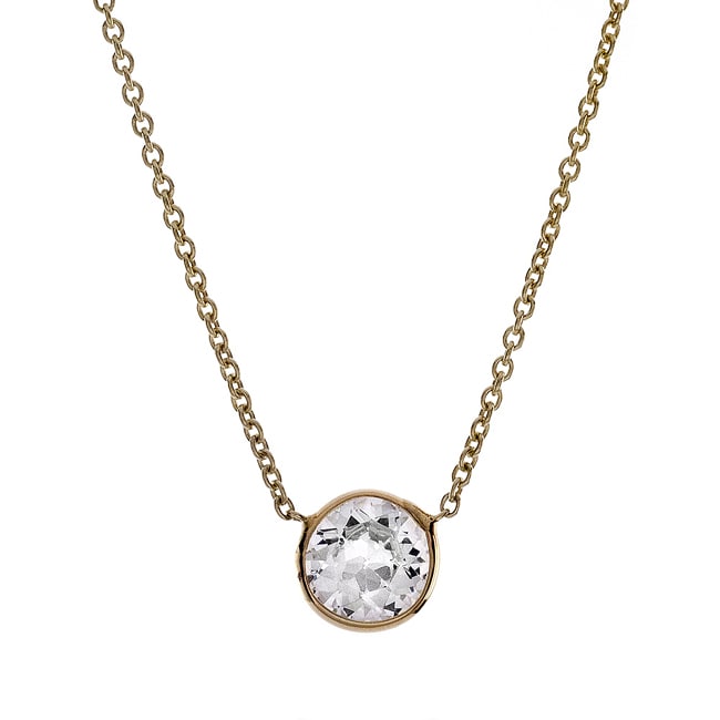 14k Solid Gold Cubic Zirconia Round Solitaire Necklace (1.0.ct.tw) - JewelryNest