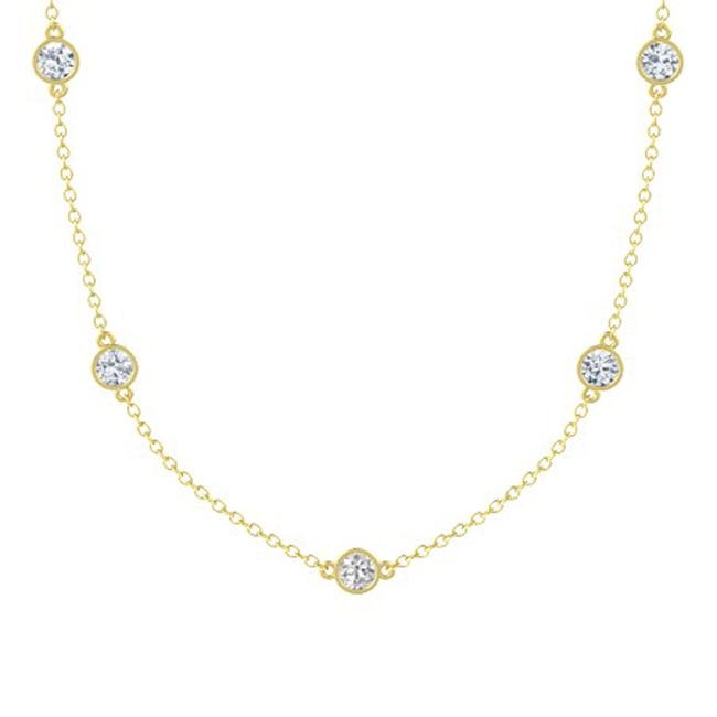 14k Solid Gold Cubic - Zirconia By The Yard Necklace (1.25.cts.tw) - JewelryNest