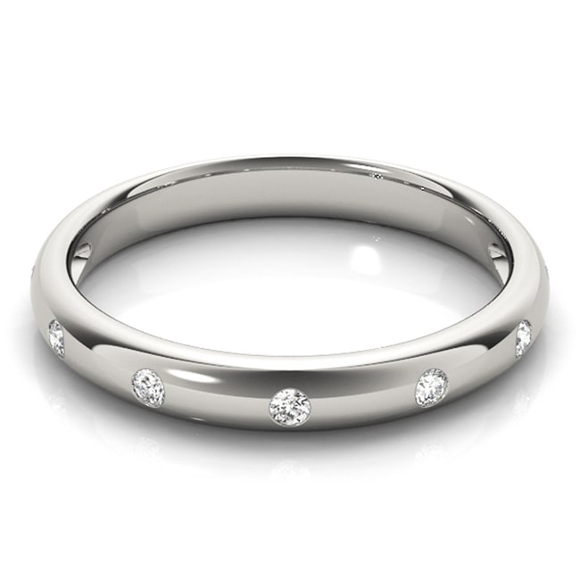 14k Solid White Gold Diamond Wedding Band (0.20.ct.tw) - JewelryNest