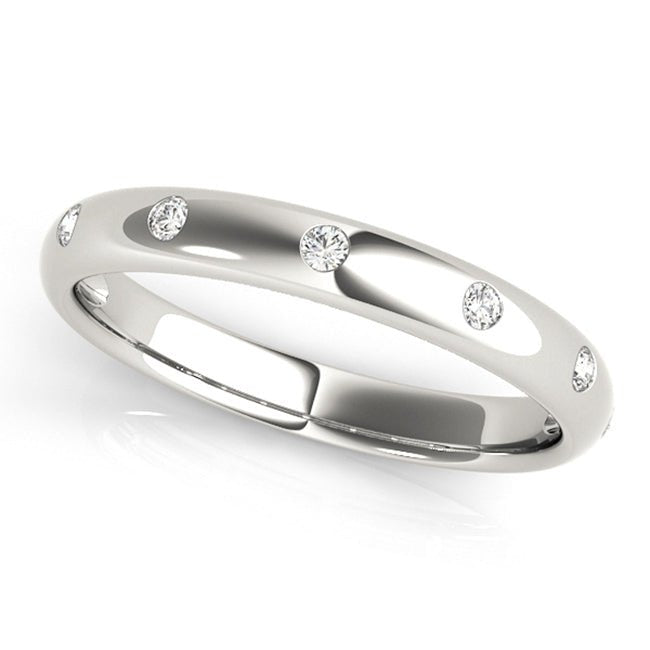 14k Solid White Gold Diamond Wedding Band (0.20.ct.tw) - JewelryNest