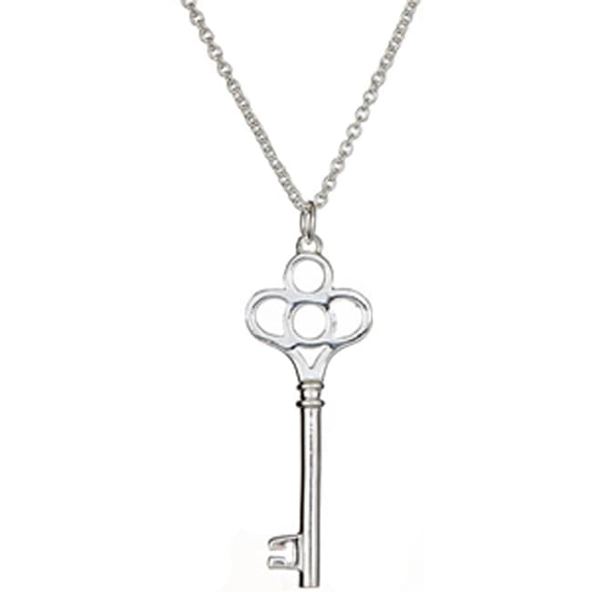 Classic Sterling Silver Key Pendant Necklace (4.5.gr.tw) - JewelryNest