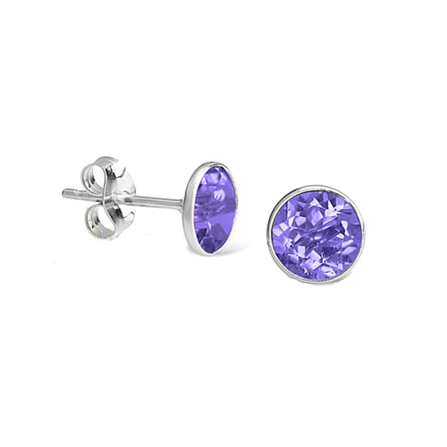 14k White Gold Round Iolite Bezel Stud (1.30.cts.tw) - JewelryNest