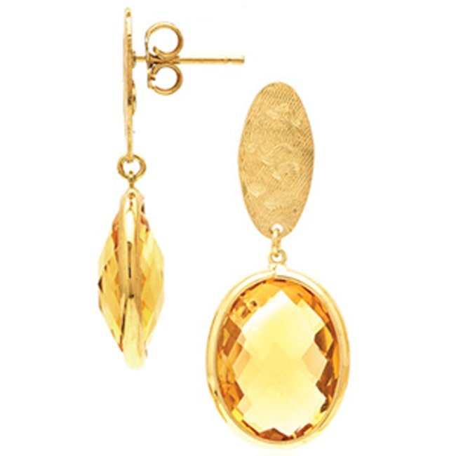 14k Solid Gold Orange Citrine Drop Earrings (8.0.cts.tw) - JewelryNest
