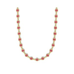 14k Gold Pink Tourmaline By The Yard Necklace (10.95.cts.tw) - JewelryNest