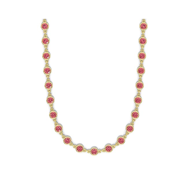 14k Gold Pink Tourmaline By The Yard Necklace (10.95.cts.tw) - JewelryNest