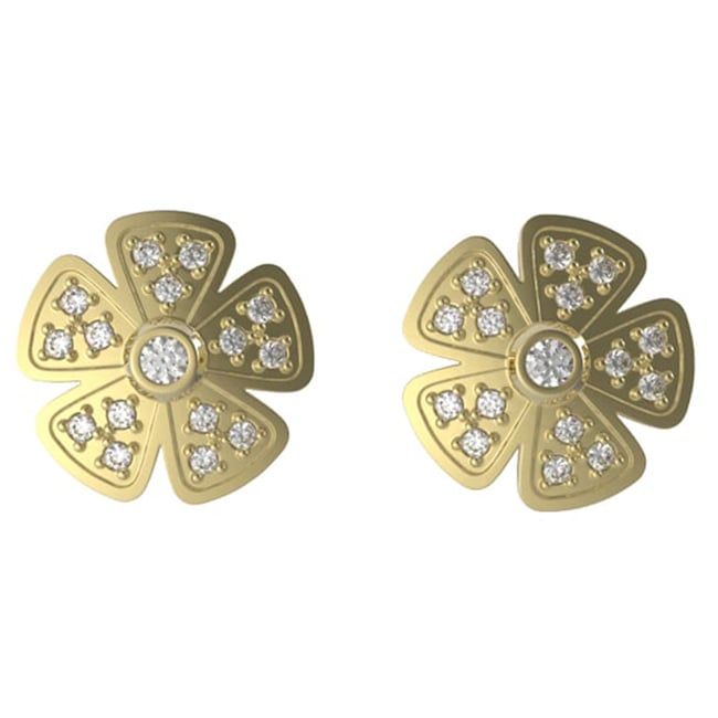14k Solid Gold Diamond Small Daisy Earrings (0.22.ct.tw) - JewelryNest