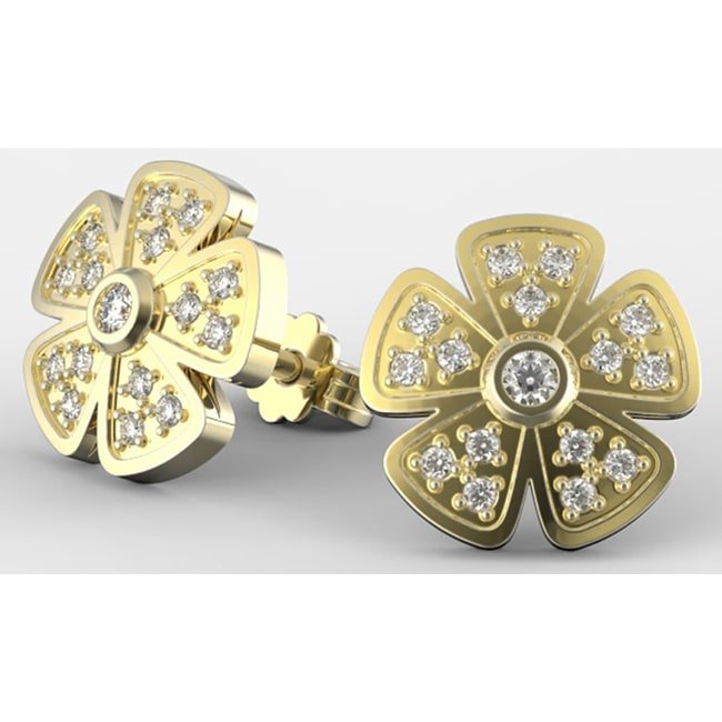 14k Solid Gold Diamond Small Daisy Earrings (0.22.ct.tw) - JewelryNest