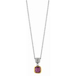 Sterling Silver 18k Cushion Amethyst Drop Necklace (4.5 cts.tw) - JewelryNest