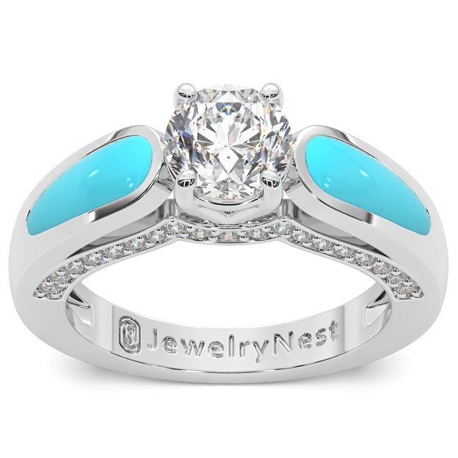 14K Lab - Grown Turquoise Diamond Engagement Ring (1.34.cts.tw) - JewelryNest