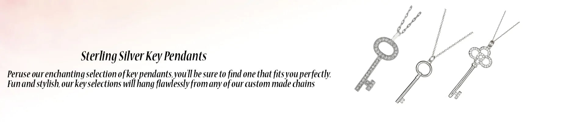 Designer sterling silver key necklace