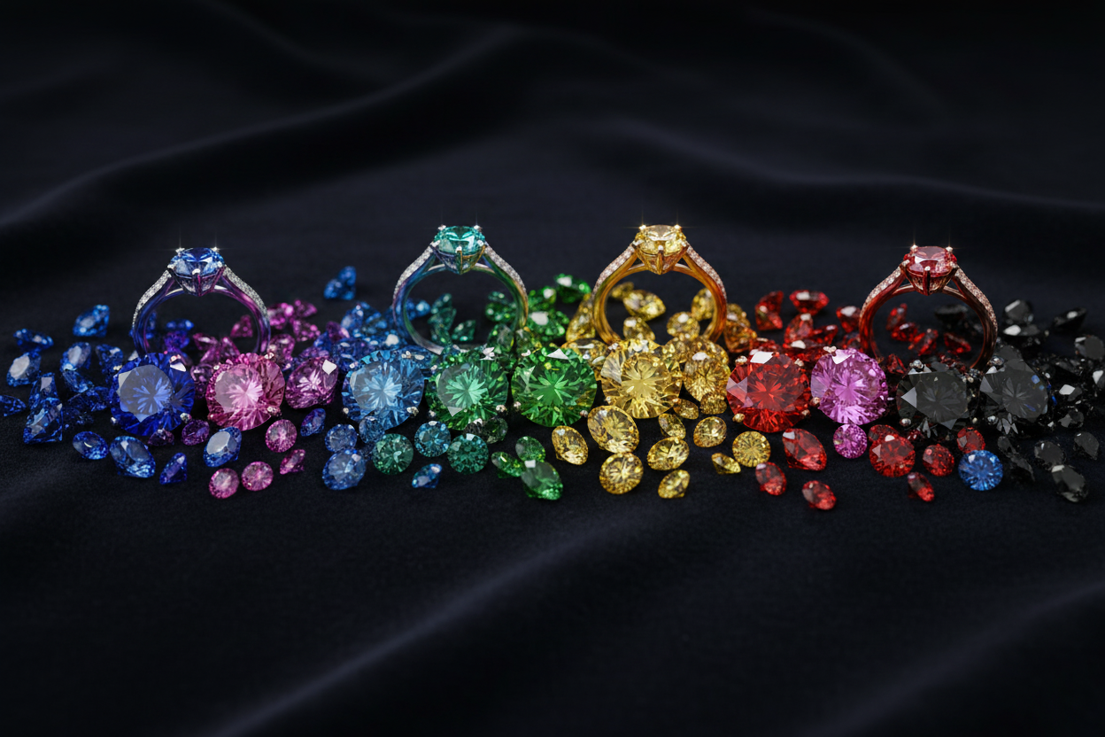 Assorted Colored Diamonds Banner