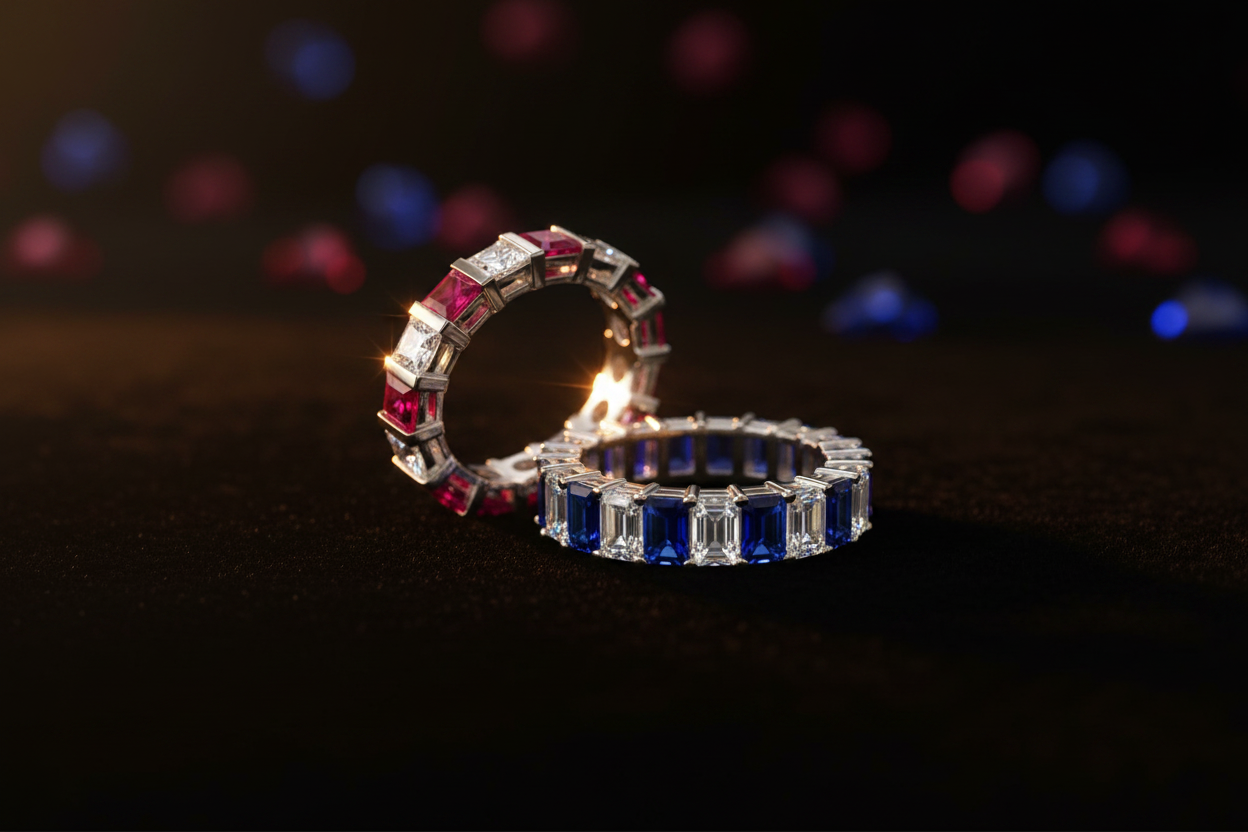 Designer Gemstone Eternity Bands - JewelryNest