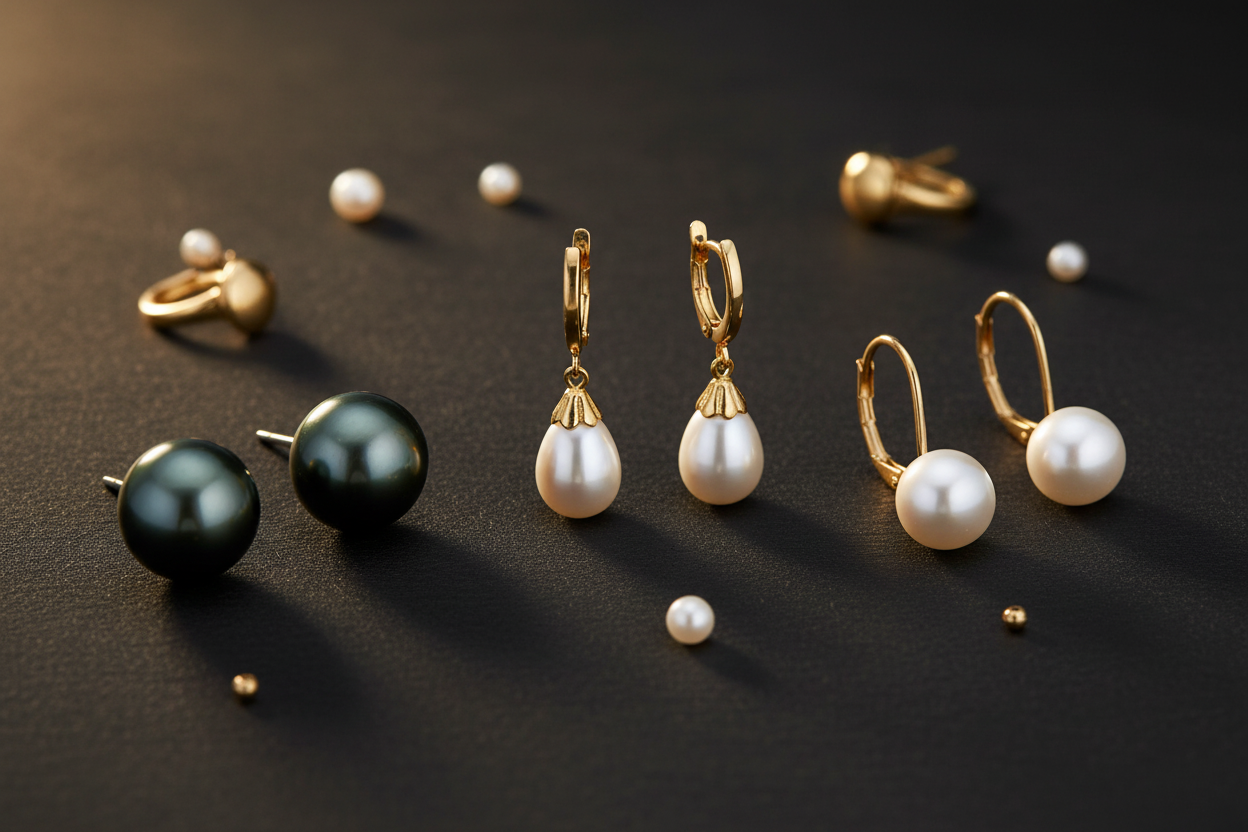 Gold And Pearls Earrings