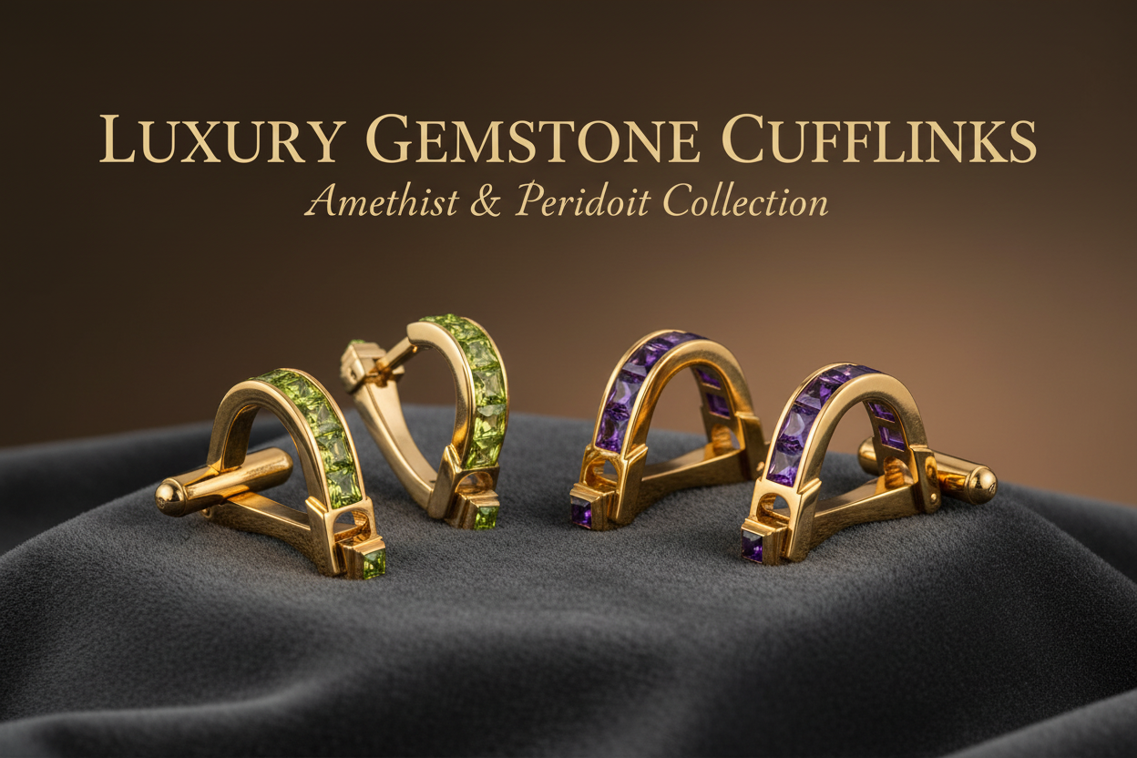 Gold Gemstone Cuff Links