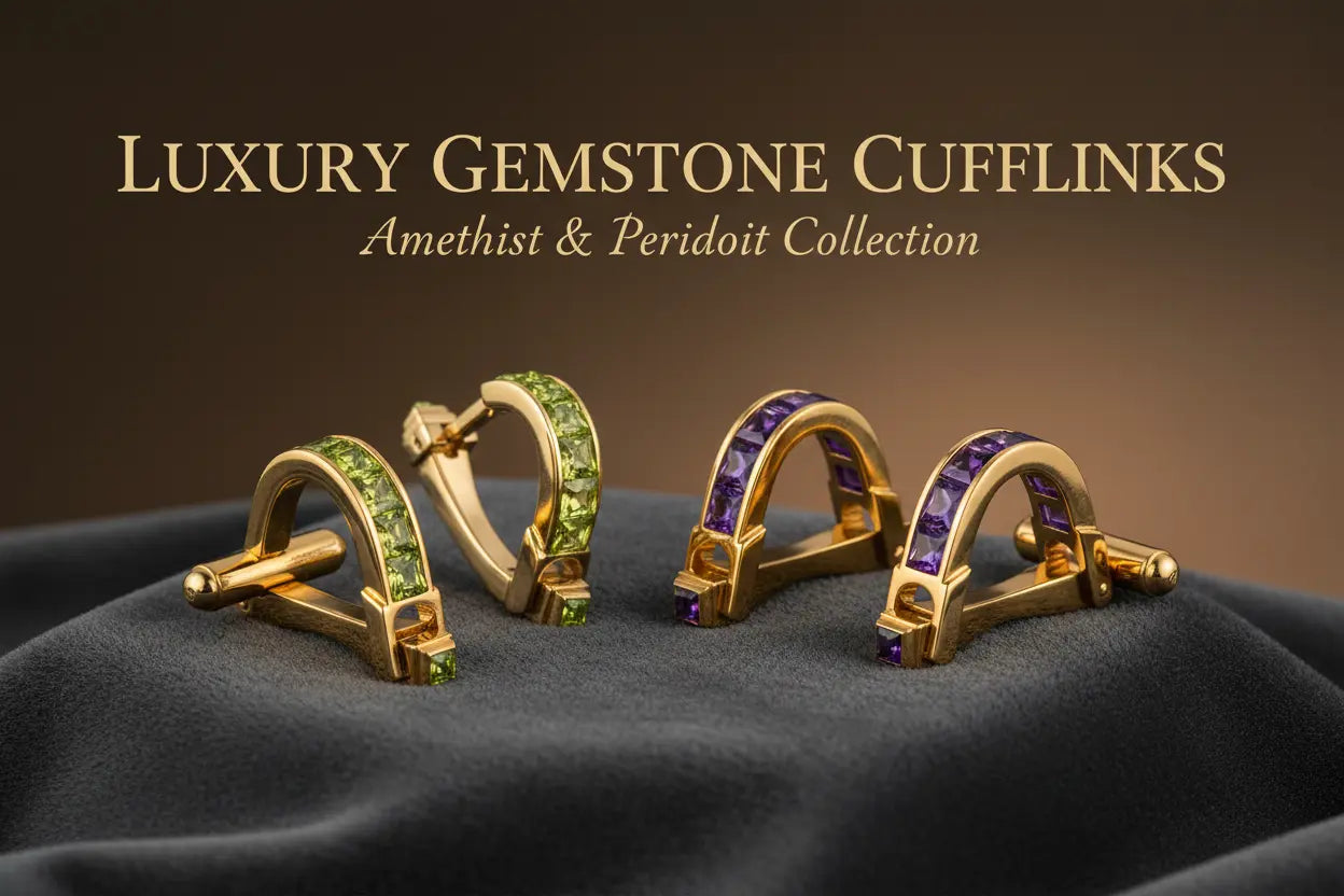 Gold Gemstone Cuff Links