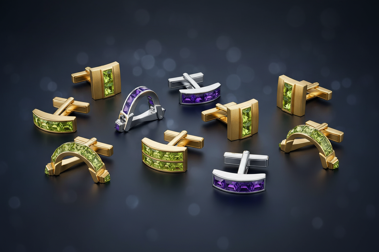 Gold Gemstone Cuff Links Wide Banner
