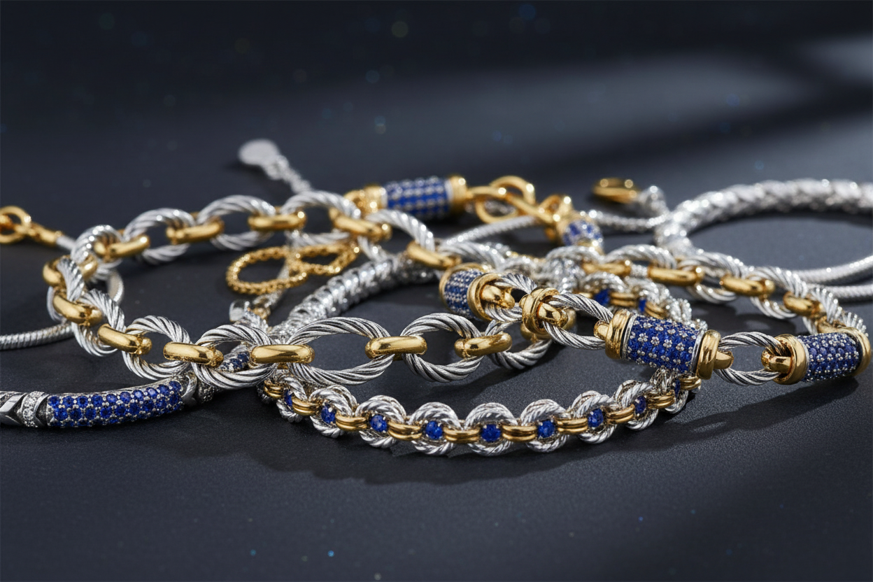 Sterling Silver Gold Gemstones Bracelets Banner