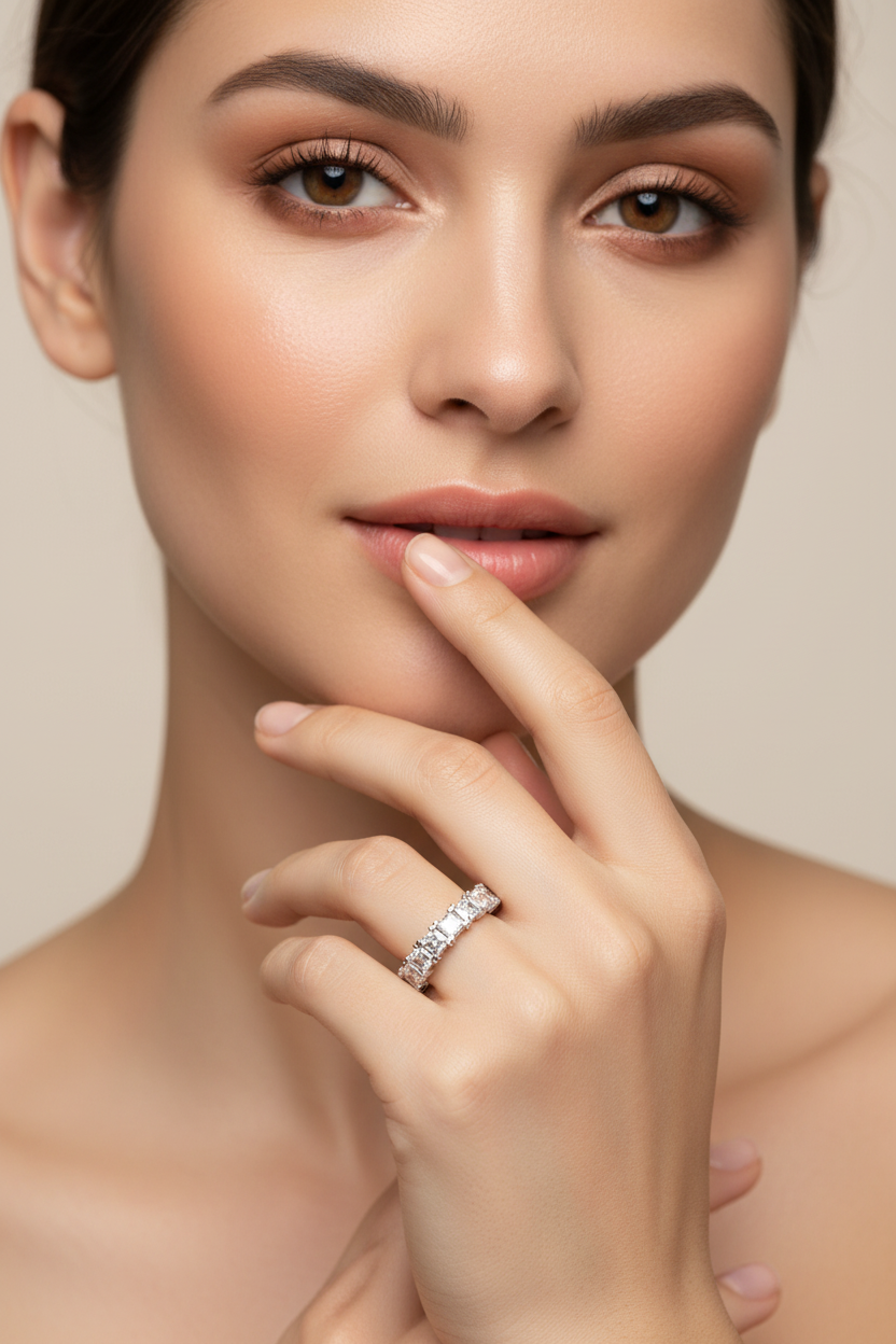14k Asscher Lab-Grown Diamond Eternity Band – Full Face Model