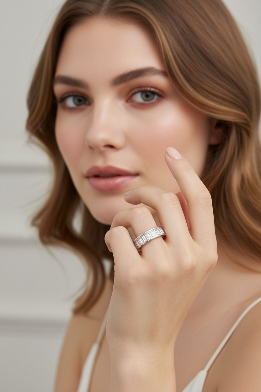 14k Baguette Diamond Eternity Band – Full Face Model