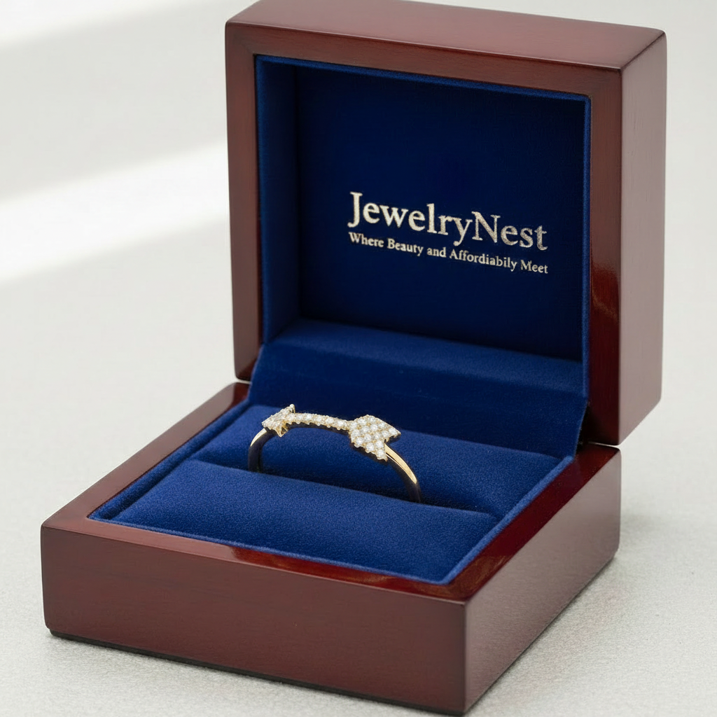 14k Diamond Arrow Bow Band – Box with Text-Only JewelryNest Logo