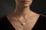 14k Diamond Puffed Heart Necklace on Model