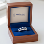 14k Diamond Sapphire Eternity Band – Royal Blue Box with Logo