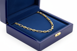 14K Gold Alternating Paperclip Links Chain in Royal Blue Wooden Box