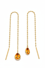 14K Gold Citrine Earrings Full Face