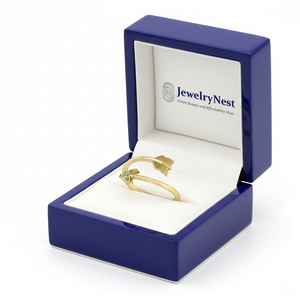 14k Gold Cupid's Arrow Diamond Ring in JewelryNest Box