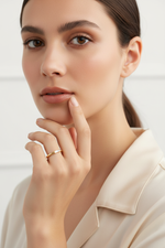 14k Gold Diamond Baguette Stackable Ring on Full Face Model