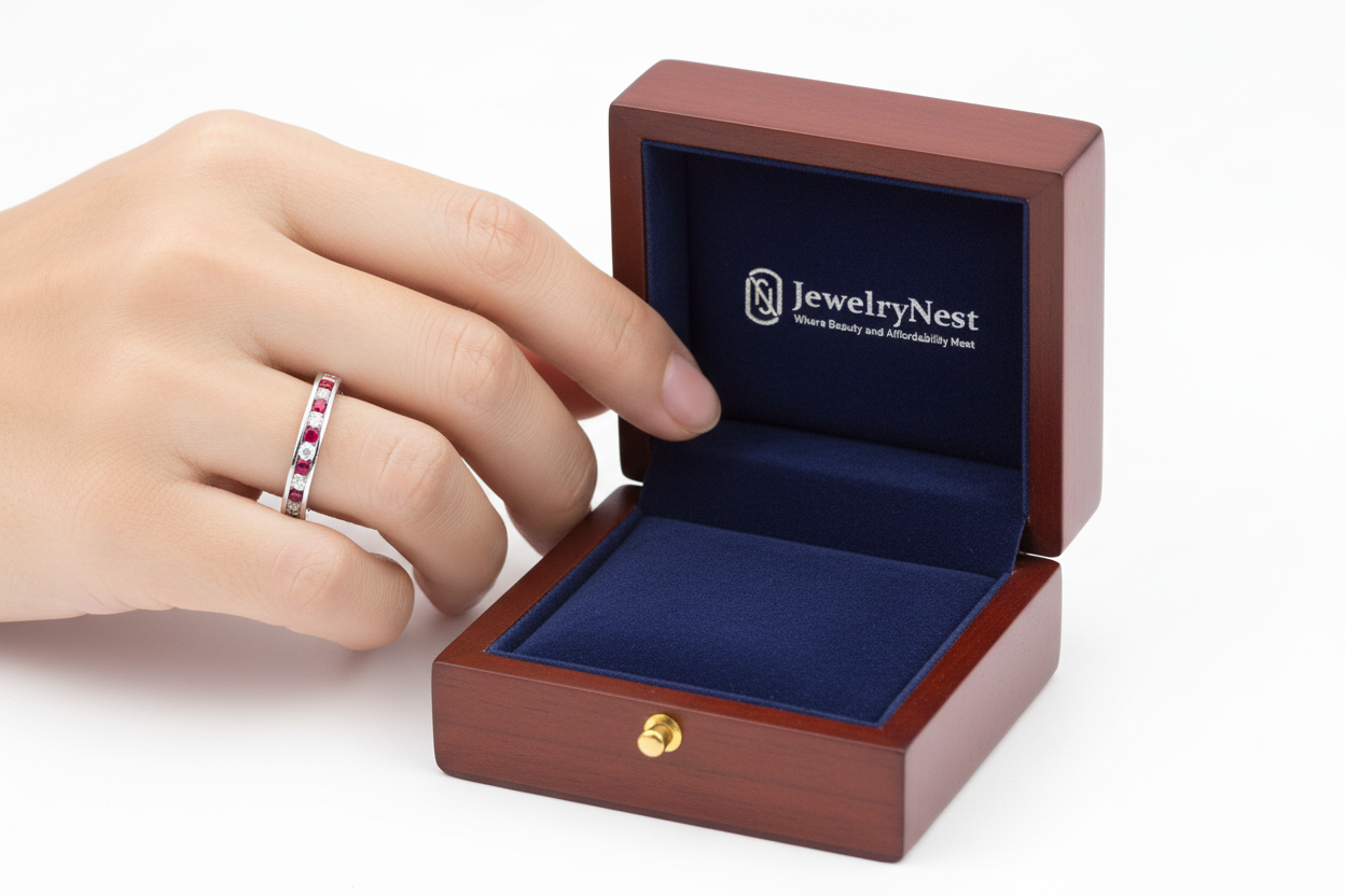 14k Gold Diamond Ruby Eternity Band – JewelryNest
