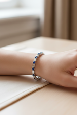 14k Gold Diamond Sapphire Baguette Bracelet on Model