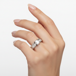 14k Gold Emerald Cut Diamond Ring on Model's Hand