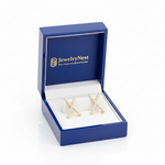 14k Gold Lab-Grown Diamond Criss Cross Earrings in JewelryNest Royal Blue Box