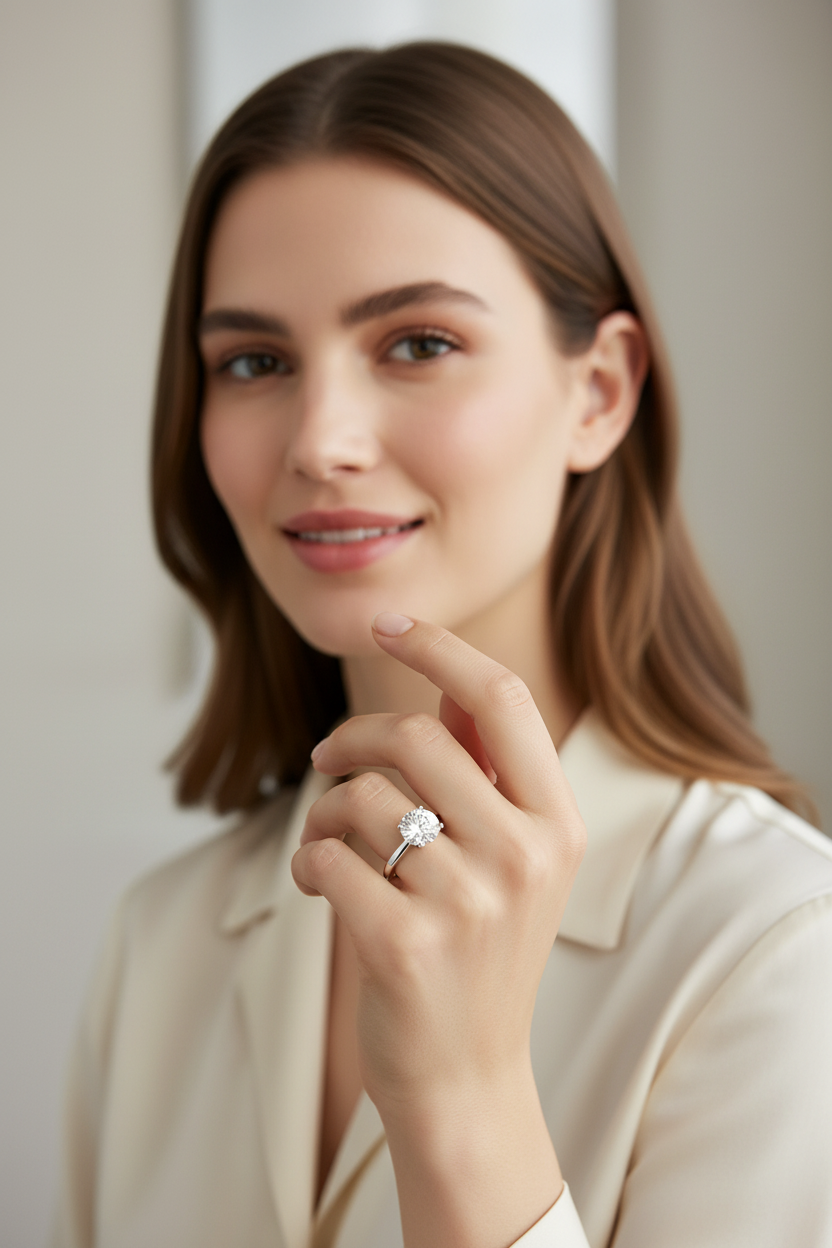14k Gold Lab-Grown Diamond Solitaire Band – Full Face Model
