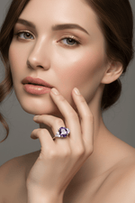 14K Gold Oval Amethyst & Diamond Ring (1.80 ct tw) - JewelryNest LLC