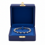 14k Gold Oval Blue Sapphire Diamond Bracelet in box