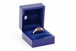14k Gold Oval Garnet & Diamond Ring in Royal Blue Box with JewelryNest Logo