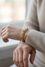 14k Gold Oval Semi Precious Bracelet on Hand