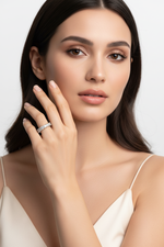 14k Gold Princess Cut Diamond Eternity Band – Model Shot